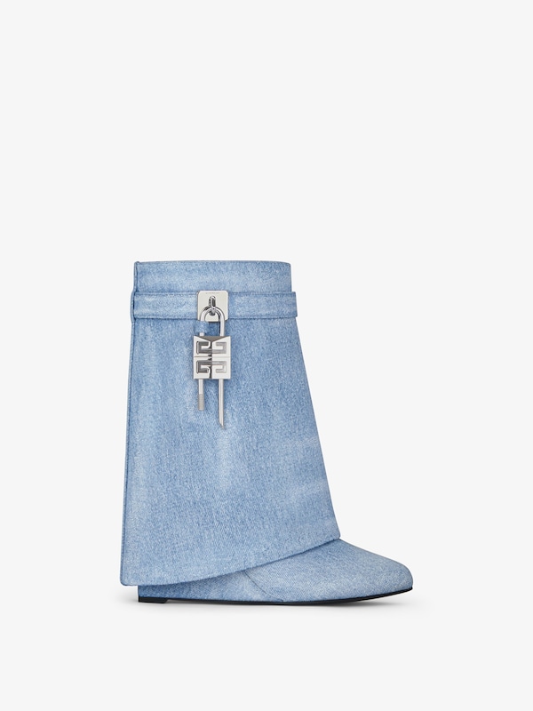 Givenchy Shark Lock ankle boots in washed denim 2025
