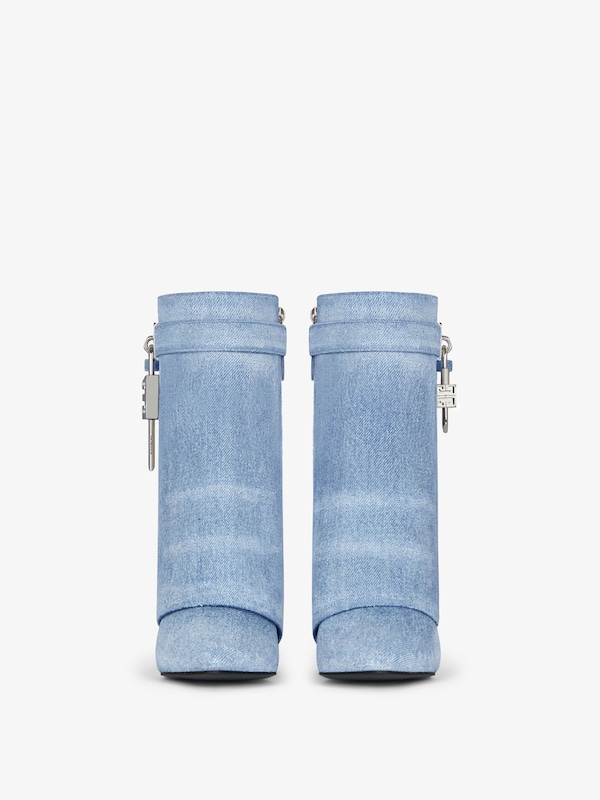 Givenchy Shark Lock ankle boots in washed denim 2025
