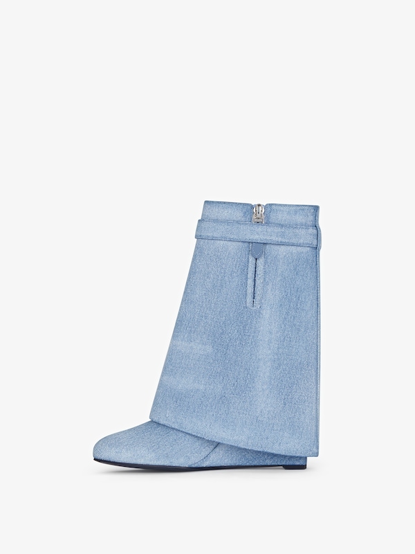 Givenchy Shark Lock ankle boots in washed denim 2025