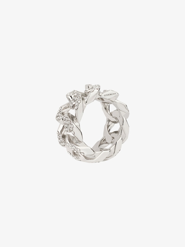 Givenchy G Chain ring in metal with crystals