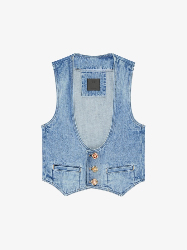 Givenchy Waistcoat in denim with 4G jewel buttons Tienda de fábrica