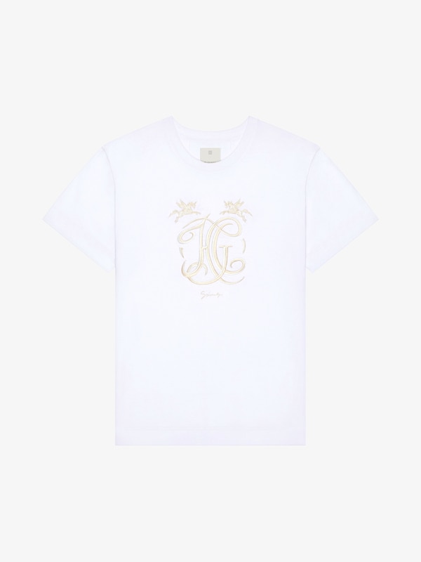 Givenchy T-shirt in cotton with HG embroidery Venta caliente