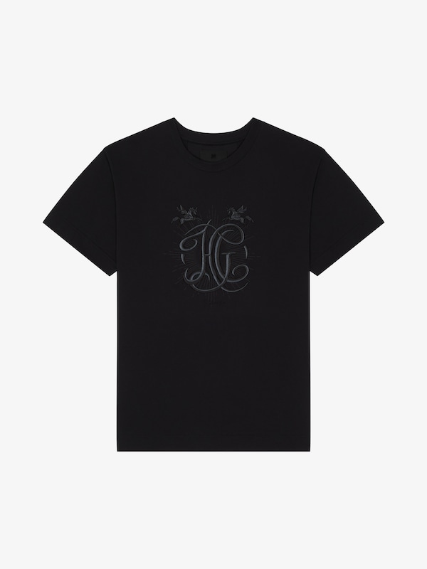 Givenchy T-shirt in cotton with HG embroidery En oferta