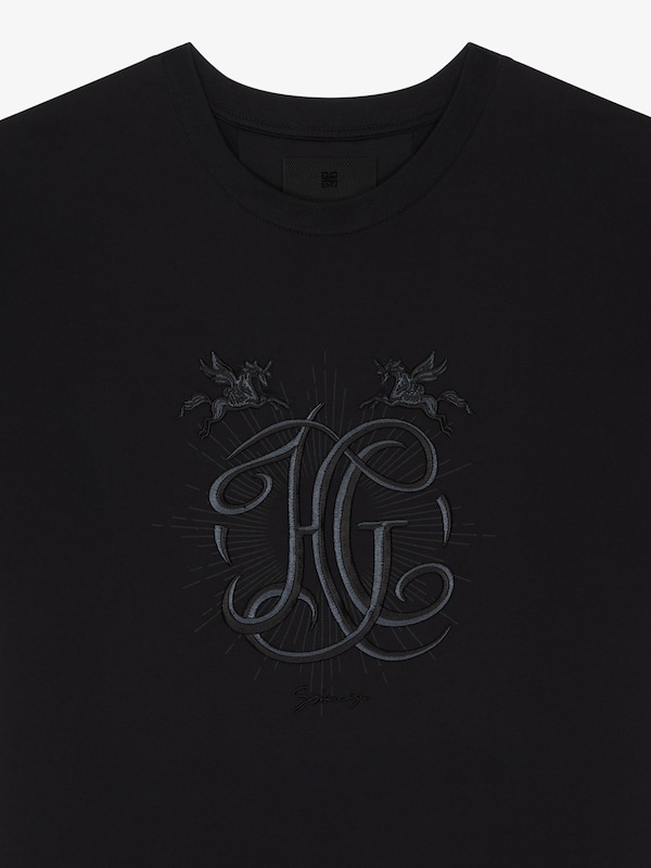 Givenchy T-shirt in cotton with HG embroidery En oferta