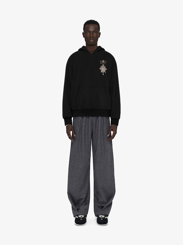 Givenchy Hoodie in fleece with embroidered chandelier and pearls