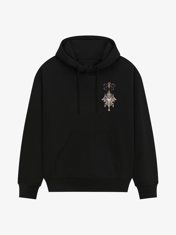 Givenchy Hoodie in fleece with embroidered chandelier and pearls Descuento por venta flash