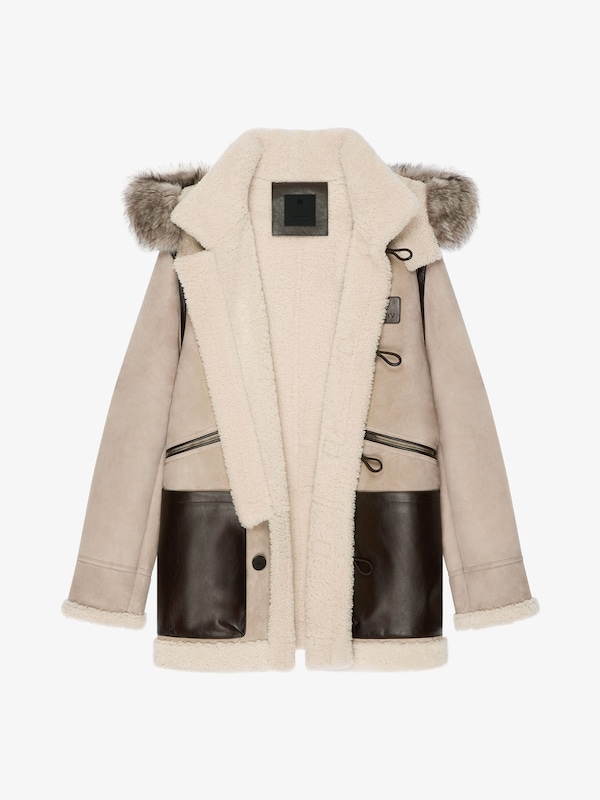 Givenchy Duffle coat in shearling and leather Mejor oferta