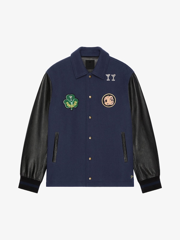 Givenchy Varsity jacket in wool and leather with patches Últimos 2 días