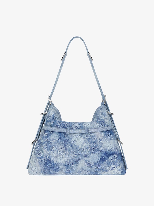 Givenchy Medium Voyou bag in washed embroidered denim Liquidación