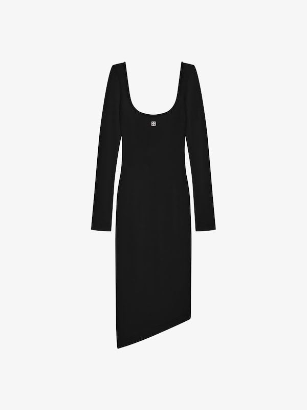 Givenchy Asymmetric dress in ribbed cotton with 4G Liquid detail Oferta exclusiva
