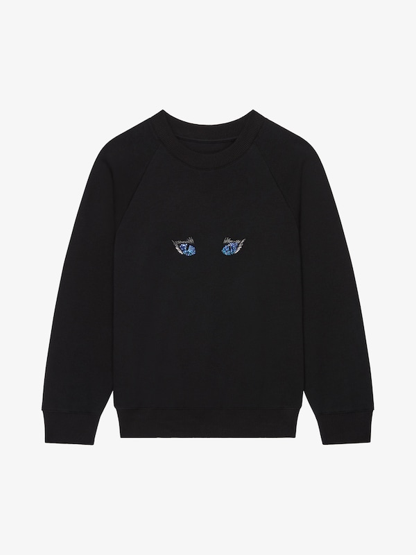 Givenchy Slim fit sweatshirt in fleece with cat eye embroidery Precio ultrabajo