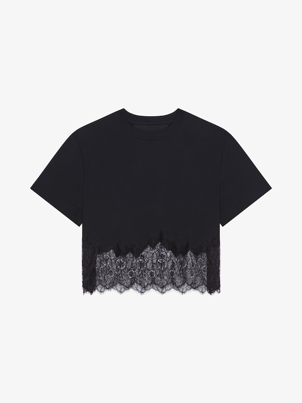 Givenchy Cropped t-shirt in cotton and lace Envío gratis