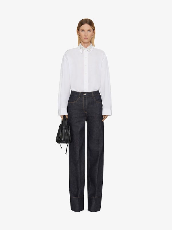 Givenchy Oversized shirt in cotton with crystals and pearls