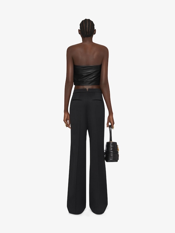 Givenchy Cropped bustier top in leather with draped detail 2025