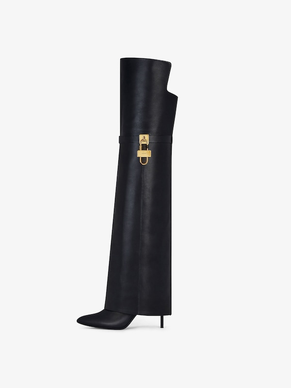 Givenchy Shark Lock Stiletto over-the-knee boots in leather En oferta