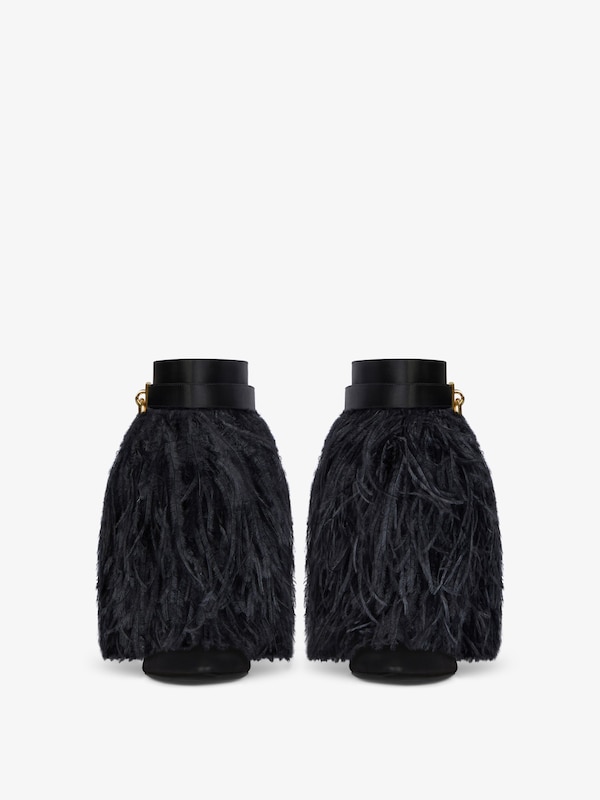 Givenchy Shark Lock Stiletto ankle boots in satin with feathers Rebajas de fábrica