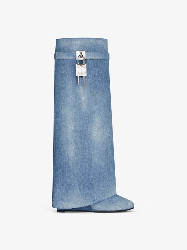 Givenchy Shark Lock boots in washed denim Los más vendidos