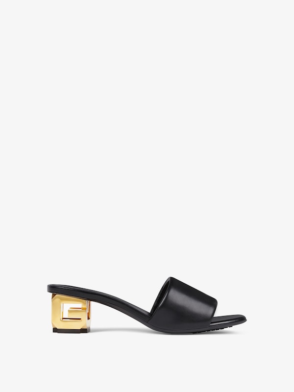 Givenchy G Cube heeled mules in leather Liquidación