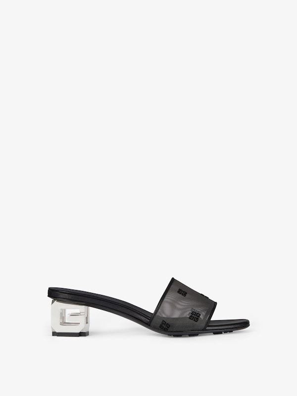 Givenchy G Cube heeled mules in 4G transparent mesh Tienda de fábrica