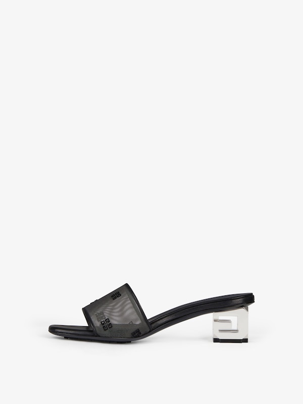 Givenchy G Cube heeled mules in 4G transparent mesh Tienda de fábrica