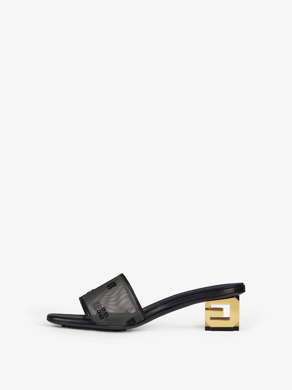 Givenchy G Cube heeled mules in 4G transparent mesh Precios de Black Friday