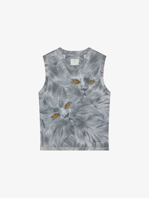 Givenchy Printed cat tank top in cotton Promoción por tiempo limitado