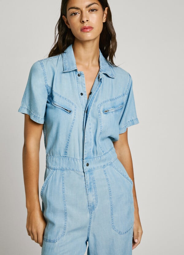 Pepe Jeans mono largo denim cuello camisero Superdescuento