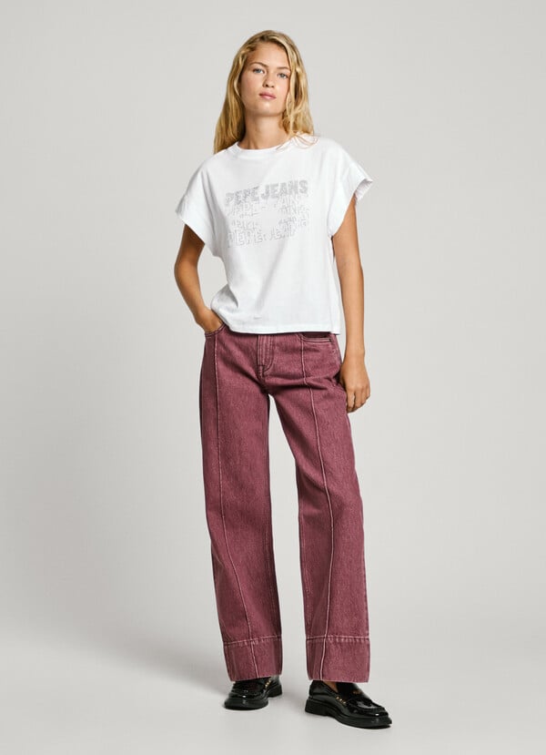 Pepe Jeans jeans fit loose y tiro alto - berry Últimos 3 días