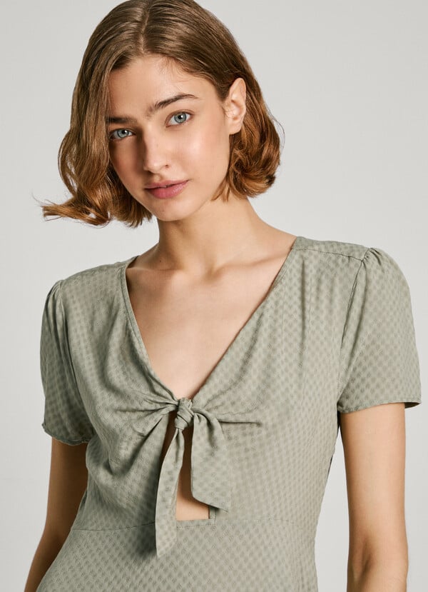 Pepe Jeans vestido corto con escote anudado Precio de fábrica