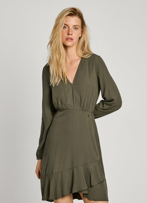Pepe Jeans vestido corto cuello pico Superdescuento