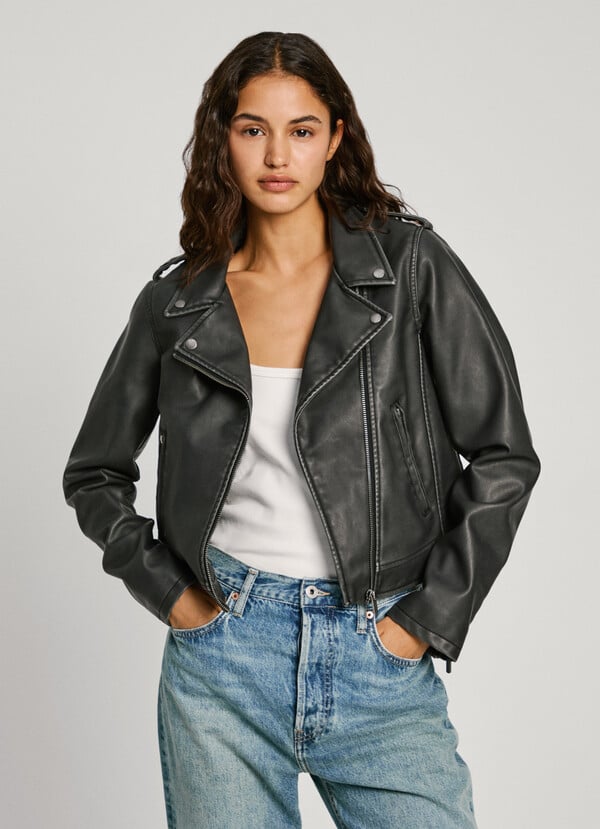 Pepe Jeans cazadora biker efecto piel Grandes ahorros