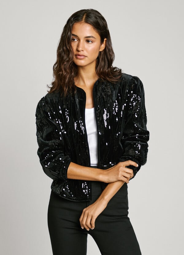 Pepe Jeans chaqueta terciopelo con lentejuelas