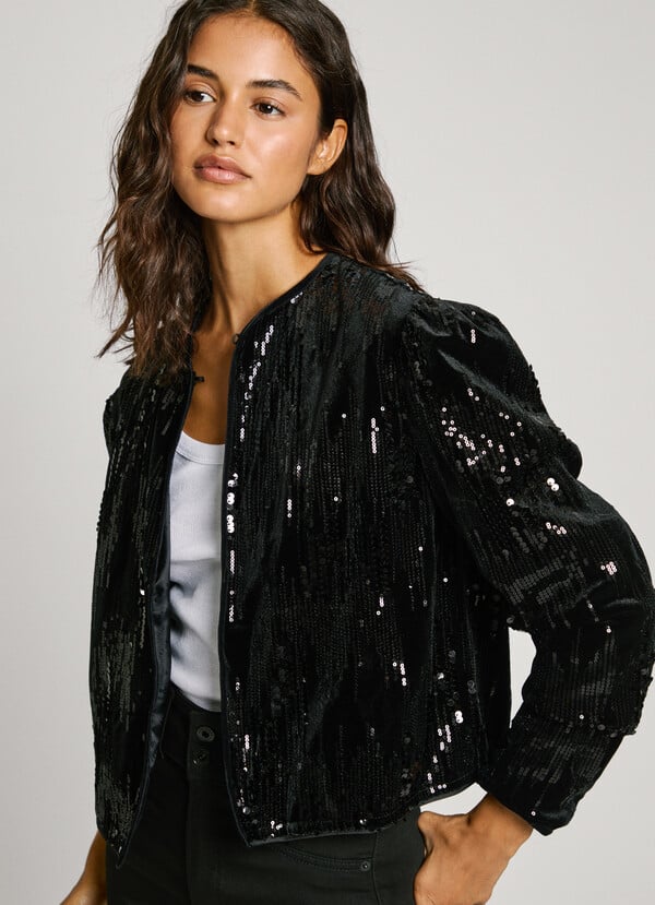 Pepe Jeans chaqueta terciopelo con lentejuelas Precio de fábrica