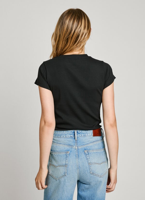 Pepe Jeans camiseta canalé logo estampado Oferta especial