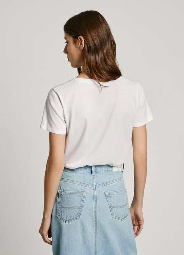 Pepe Jeans camiseta cuello pico logo estampado Últimos 3 días