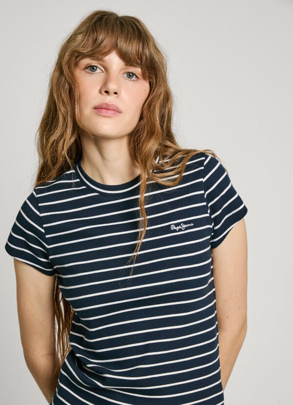 Pepe Jeans camiseta canalé de rayas Precio de fábrica