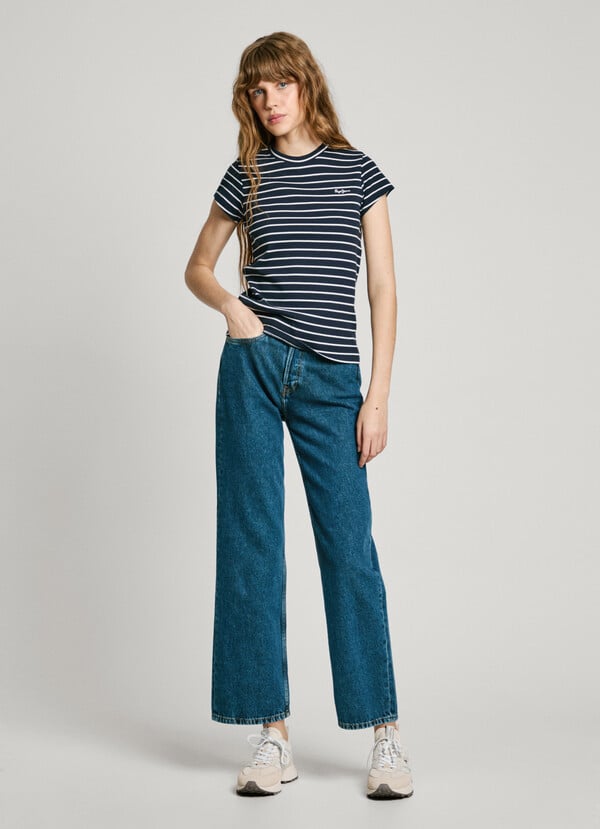 Pepe Jeans camiseta canalé de rayas Precio de fábrica
