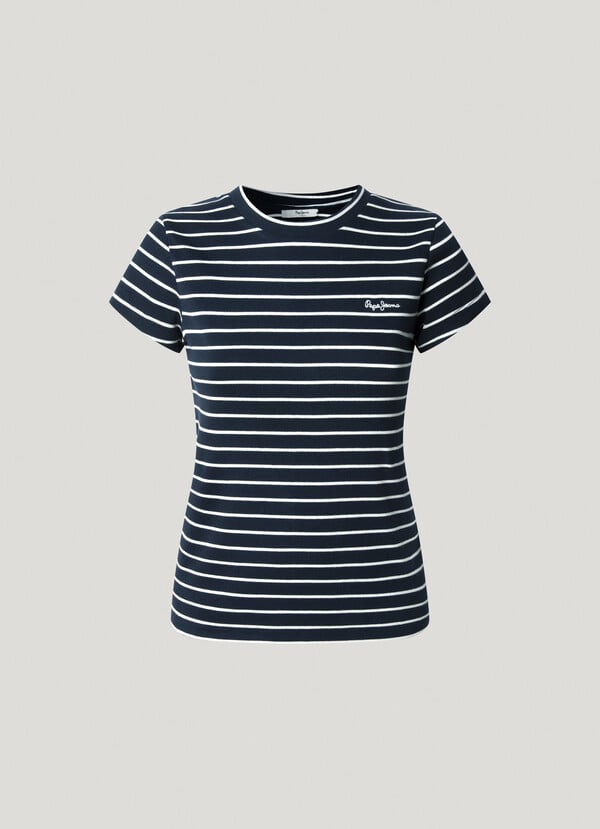 Pepe Jeans camiseta canalé de rayas Precio de fábrica