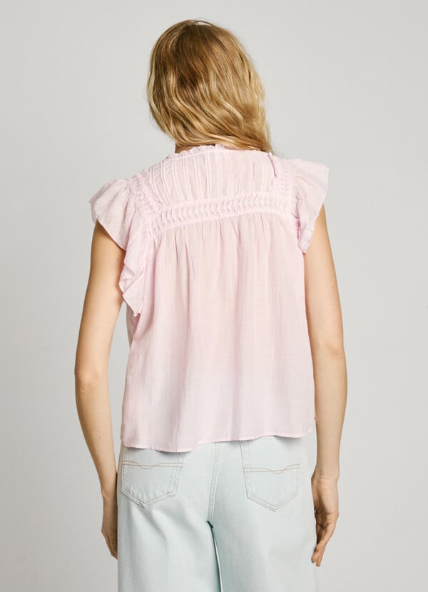 Pepe Jeans blusa manga corta con volantes Grandes descuentos