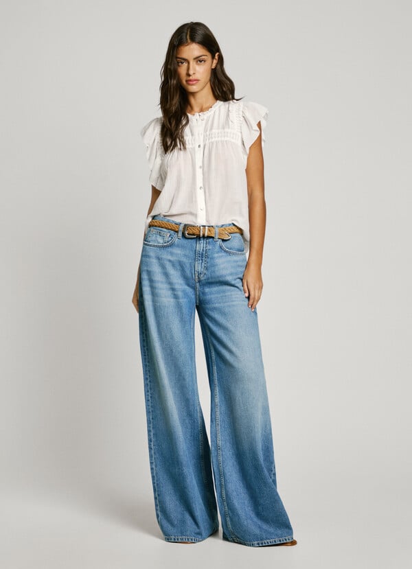Pepe Jeans blusa manga corta con volantes Liquidación