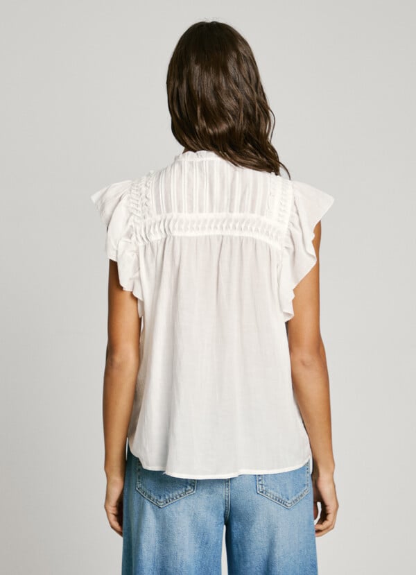 Pepe Jeans blusa manga corta con volantes Liquidación
