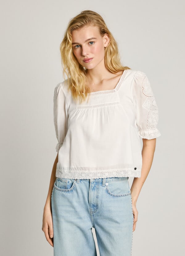 Pepe Jeans blusa voile con detalles bordados Envío internacional gratuito