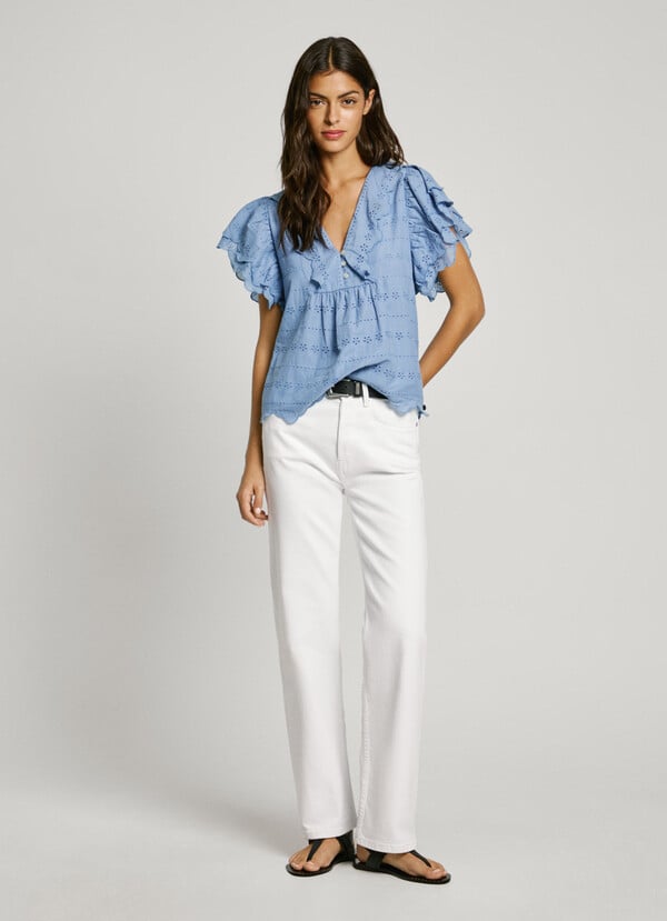 Pepe Jeans blusa manga corta con volantes Libre de impuestos