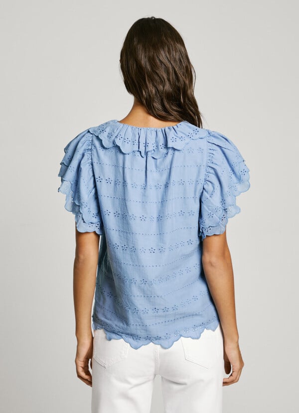 Pepe Jeans blusa manga corta con volantes Libre de impuestos