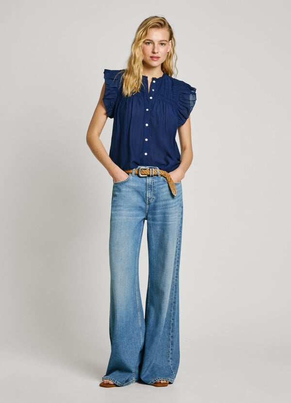 Pepe Jeans blusa manga corta con volantes Descuentos del mes