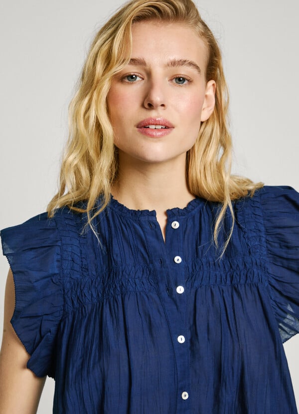 Pepe Jeans blusa manga corta con volantes Descuentos del mes