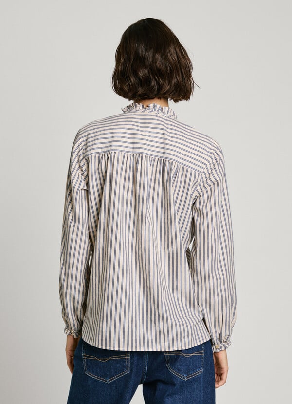 Pepe Jeans blusa rayas volantes en cuello Rebajas de fin de temporada