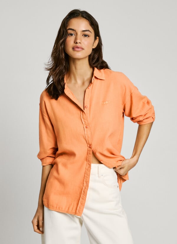 Pepe Jeans camisa logo bordado fit relaxed Precio ultrabajo