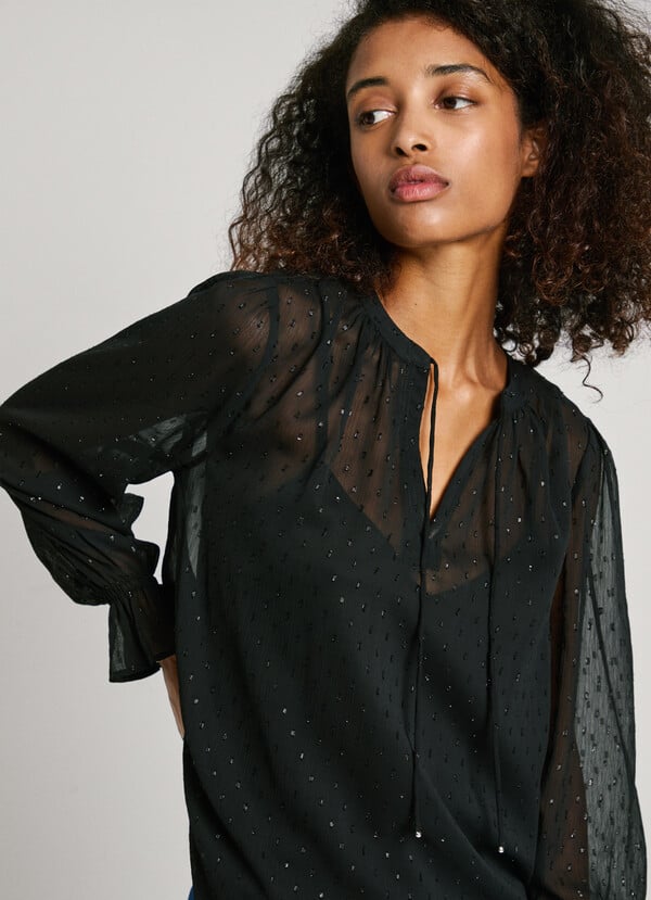 Pepe Jeans blusa semitransparente plumeti