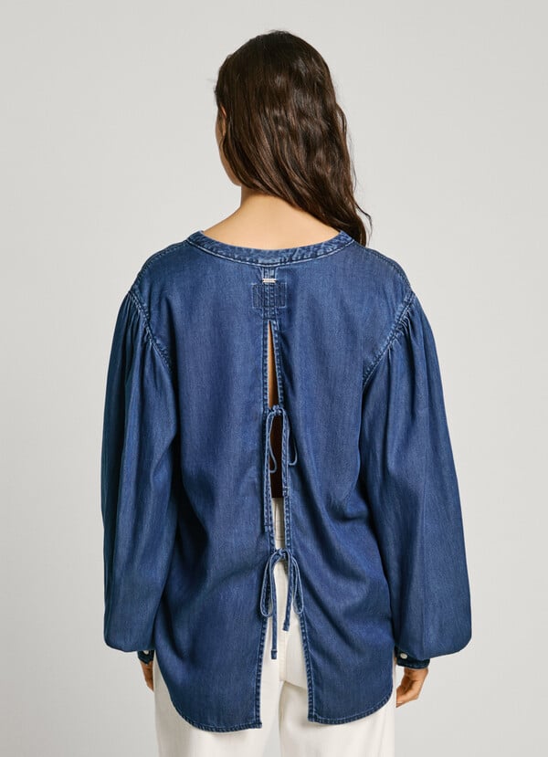 Pepe Jeans blusa denim cuello pico Rebajas baratas